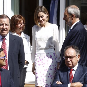 Letizia d'Espagne lors d'une audience à la Zarzuela avec une délégation de la FEDER le 3 septembre 2015 à Madrid.