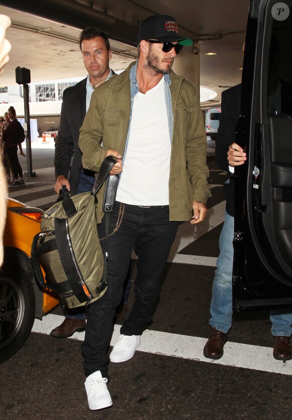 David Beckham arrive à l' aéroport à Los Angeles Le 28 Août 2015