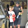 David Beckham et son fils Romeo quitte la salle de sport "Soul Cycle Gym" à Brentwood le 25 août 2015