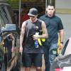 David Beckham sort de son cours de Soul Cycle à Brentwood, le 6 août 2015.