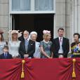 Le prince Michael et la princesse Marie-Christine de Kent, Timothy Laurence, la princesse Anne - La famille royale d'Angleterre au balcon lors de la "Trooping the Colour Ceremony" au palais de Buckingham à Londres, le 13 juin 2015 qui célèbre l'anniversaire officiel de la reine.  Royal family at the balcony during the Trooping the Colour ceremony to mark the Queen's official birthday in London on June 13, 2015.13/06/2015 - Londres