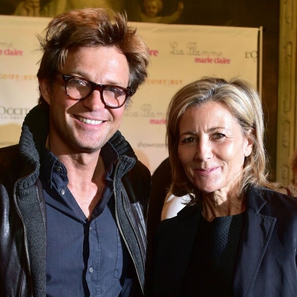 Claire Chazal et Laurent Delahousse - Conférence de presse de l'opération "La flamme Marie Claire" à l'hôtel Le Marois à Paris le 15 juin 2015.