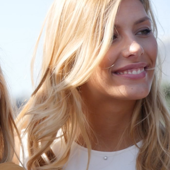 La belle Camille Cerf (Miss France 2015) évoque ses vacances et son chéri. Le 3 septembre 2015 à Paris.