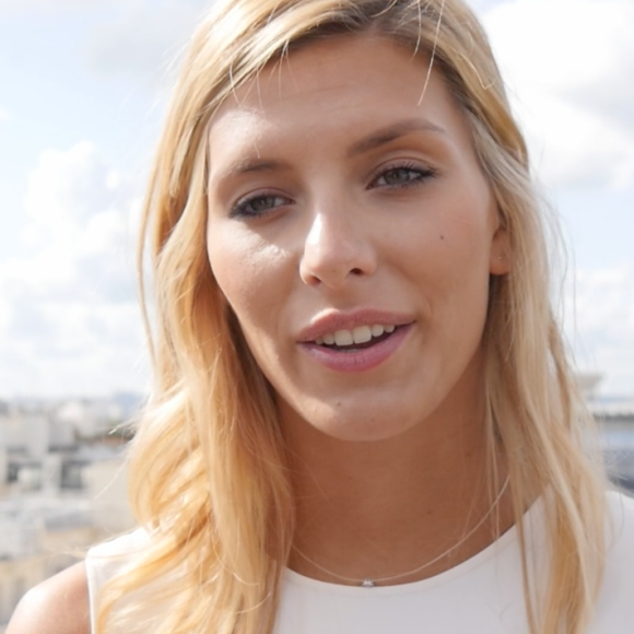 Camille Cerf (Miss France 2015) évoque ses vacances et son chéri.  Le 3 septembre 2015 à Paris.