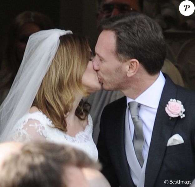 Mariage de Geri Halliwell avec Christian Horner, le patron de l'écurie de F1, Red Bull en l’église de St Mary à Woburn, le 15 mai 2015