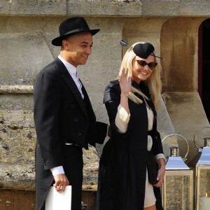 Emma Bunton et son fiancé Jade Jones - Mariage de Geri Halliwell avec Christian Horner, le patron de l'écurie de F1, Red Bull en l’église de St Mary à Woburn, le 15 mai 2015