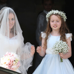 Geri Halliwell et sa fille Bluebell - Mariage de Geri Halliwell et Christian Horner en l'église de Woburn le 15 mai 2015
