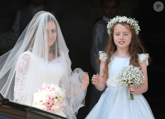 Geri Halliwell et sa fille Bluebell - Mariage de Geri Halliwell et Christian Horner en l'église de Woburn le 15 mai 2015