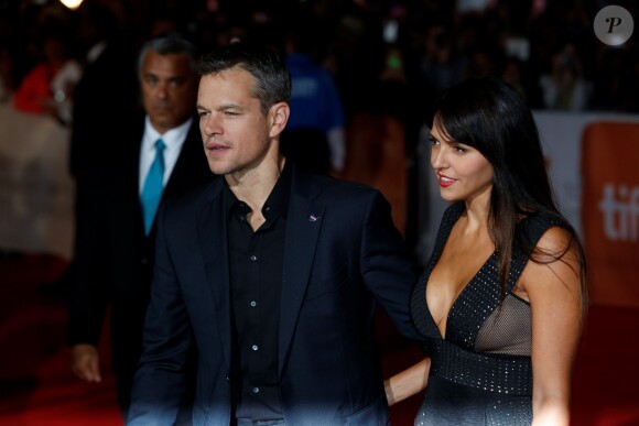 Matt Damon et Luciana Barroso - Avant-première du film "Seul sur Mars" lors du festival du film de Toronto au Canada le 11 septembre 2015.