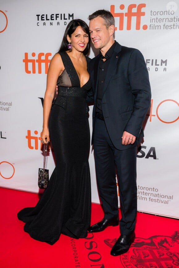 Luciana Barroso et Matt Damon - Avant-première du film "Seul sur Mars" lors du festival du film de Toronto au Canada le 11 septembre 2015.