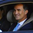  Letizia et Felipe VI d'Espagne accompagnaient vendredi matin, le 11 septembre 2015, leurs filles Leonor, princesse des Asturies, et l'infante Sofia pour leur rentrée des classes au collège privé Santa Maria de los Rosales, dans la banlieue ouest de Madrid. 