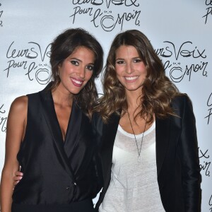 Laurie Cholewa et Laury Thilleman - Photocall du concert caritatif "Leurs Voix Pour l'Espoir" à L'Olympia à Paris le 17 septembre 2015.