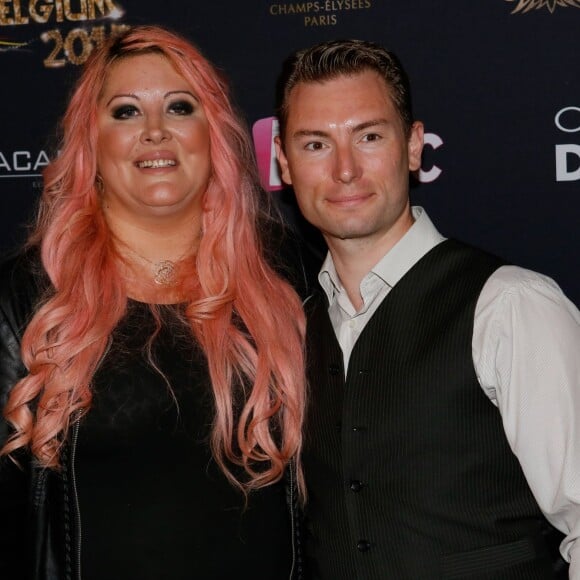 Loana et son compagnon Frédéric Cauvin - Photocall "Top Model Belgium 2015" au Lido à Paris. Le 10 mai 2015.