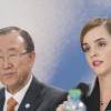 Ban Ki-moon, Emma Watson - Emma Watson participe à la conférence de presse "UN Women" lors du 45e Forum Economique Mondial de Davos en Suisse le 23 janvier 2015