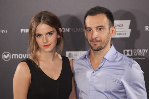 Alejandro Amenabar et Emma Watson à Madrid, le 27 août 2015.