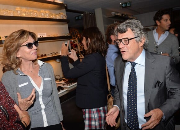Exclusif - Béatrice Schönberg et son mari Jean-Louis Borloo - Lancement de la marque de lunettes "Nathalie Blanc" au restaurant "Ma Cocotte" à Saint-Ouen le 24 septembre 2015.