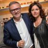 Exclusif - Nathalie et Eric Brunet - Lancement de la marque de lunettes "Nathalie Blanc" au restaurant "Ma Cocotte" à Saint-Ouen le 24 septembre 2015.
