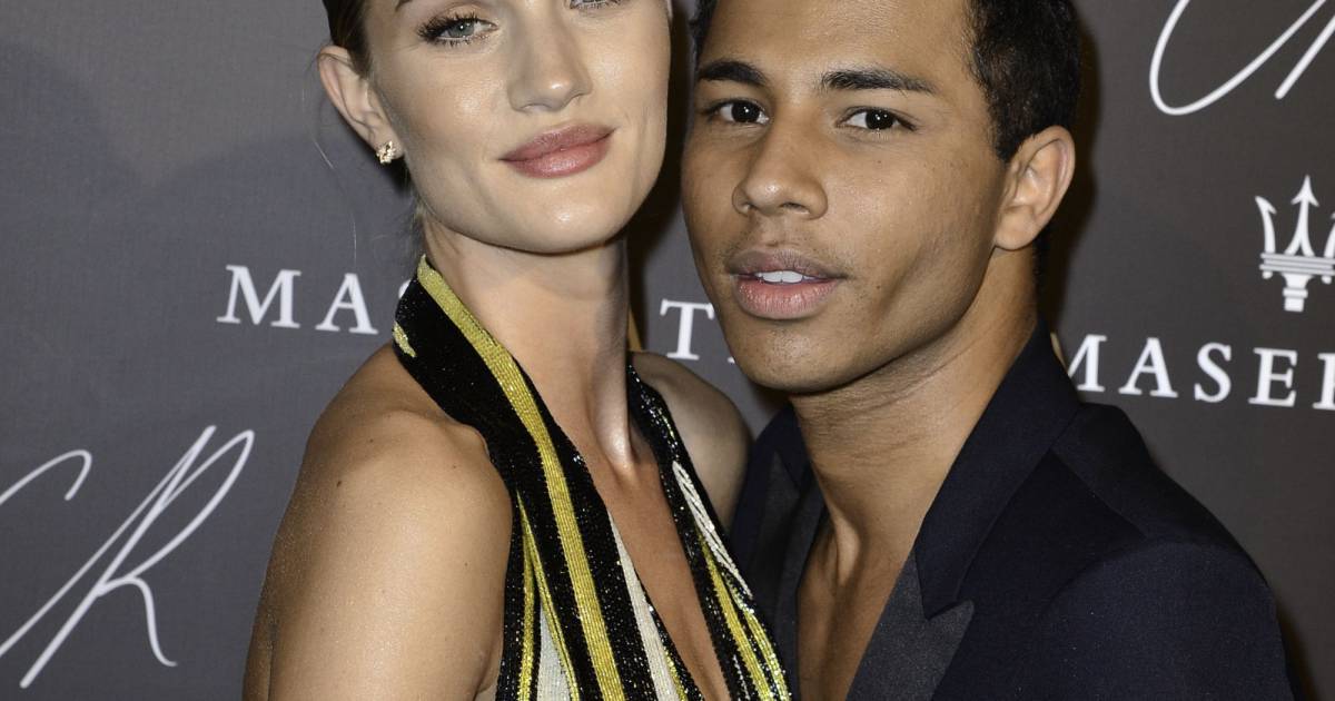 Rosie Huntington-Whiteley et Olivier Rousteing - Photocall lors de la