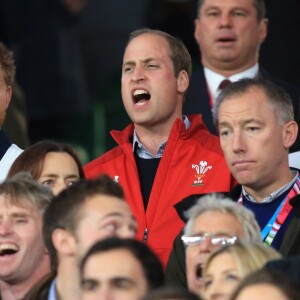 Prince Harry, Prince William, et Catherine Middleton, lors du match Angleterre - Pays de Galles à Twickenham, Londres, le 26 septembre 2015.