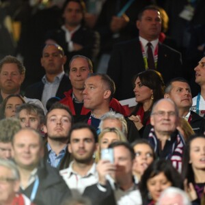 Le prince Harry, le prince William, duc de Cambridge et Catherine Kate Middleton, duchesse de Cambridge, assistent au match de rugby Angleterre/Pays de Galles au stade Twickenham à Londres le 26 septembre 2015. Ce match compte pour la coupe du monde de rugby. Le prince Harry est supporter de l'équipe d'Angleterre et le prince William celle du Pays de Galles. L'équipe du Pays de Galles a remporté la victoire par 28 à 25.