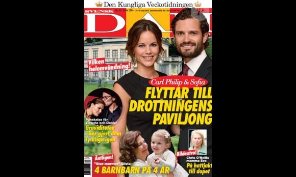 Le prince Carl Philip et la princesse Sofia de Suède en couverture de Svensk Damtidning, qui annonce fin septembre 2015 que le couple princier va emménager dans le pavillon des reines du palais de Rosendal, sur l'île de Djurgarden à Stockholm.