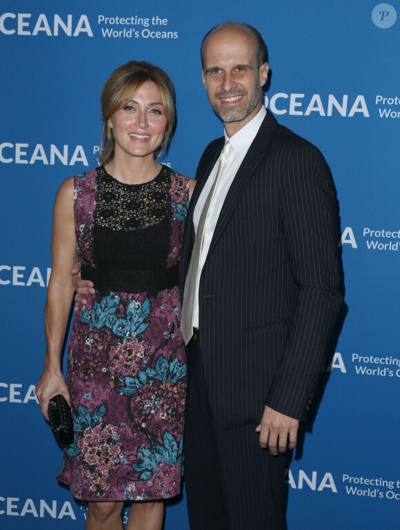 Sasha Alexander et son mari Edoardo Ponti - Photocall de la soirée "Our Ocean" à Beverly Hills LE 29 septembre 2015.