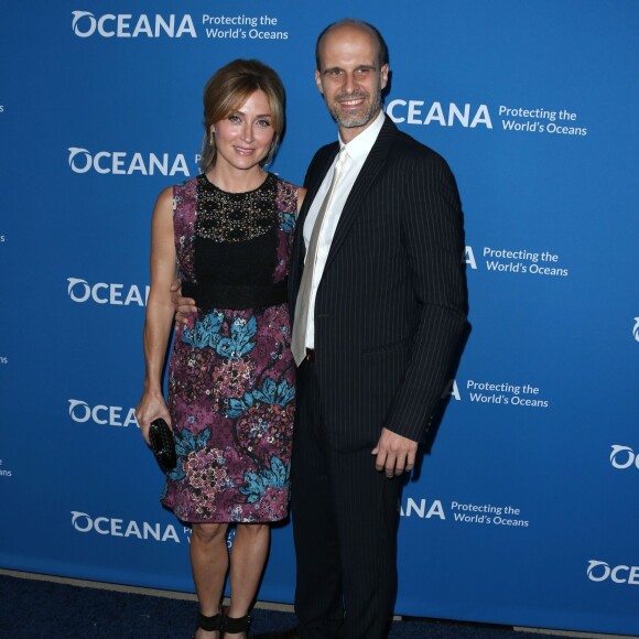 Sasha Alexander et son mari Edoardo Ponti - Photocall de la soirée "Our Ocean" à Beverly Hills LE 29 septembre 2015.