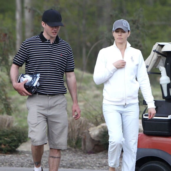 Exclusif - Jessica Biel et Justin Timberlake a la sortie du "Mirimichi Golf Course" apres une partie de golf a Millington, le 14 avril 2013.