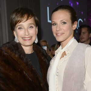 Exclusif - Kristin Scott Thomas (égérie Premium) et Lorie (Laure Pester) - Soirée du fabricant de produits de soins dermo-cosmétiques Lierac à l'occasion du lancement de la nouvelle gamme de soins d'exception Premium, issue de la médecine régénératrice dont Kristin Scott Thomas est l'égérie dans les salons de l'hôtel Peninsula à Paris le 1er octobre 2015.