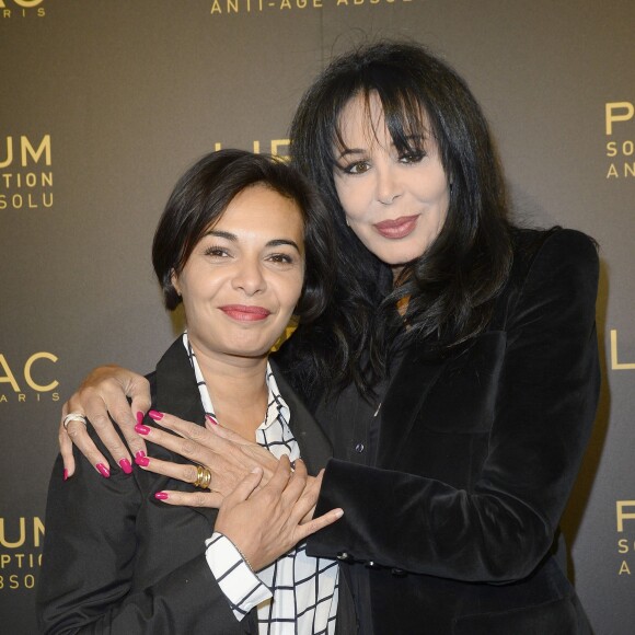 Exclusif - Saïda Jawad et Yamina Benguigui - Soirée du fabricant de produits de soins dermo-cosmétiques Lierac à l'occasion du lancement de la nouvelle gamme de soins d'exception Premium, issue de la médecine régénératrice dont Kristin Scott Thomas est l'égérie dans les salons de l'hôtel Peninsula à Paris le 1er octobre 2015.