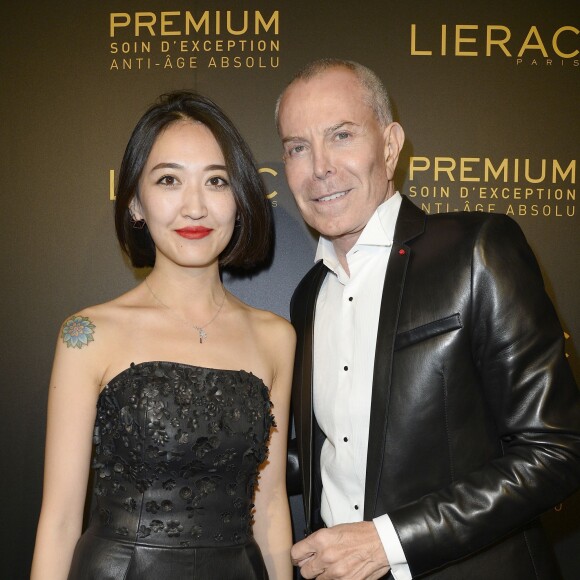 Exclusif - GiaGia et Jean-Claude Jitrois - Soirée du fabricant de produits de soins dermo-cosmétiques Lierac à l'occasion du lancement de la nouvelle gamme de soins d'exception Premium, issue de la médecine régénératrice dont Kristin Scott Thomas est l'égérie dans les salons de l'hôtel Peninsula à Paris le 1er octobre 2015.