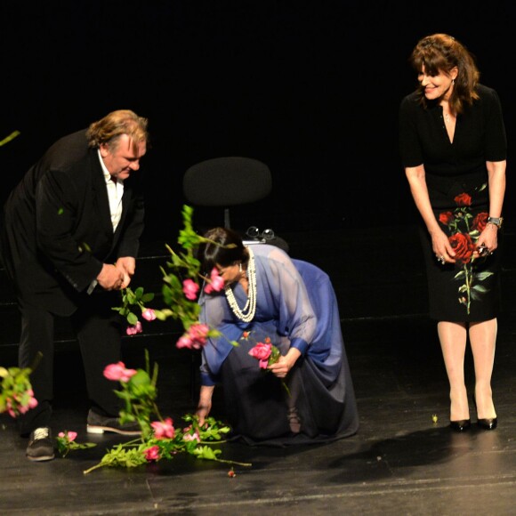 Gérard Depardieu, Isabella Rossellini et Fanny Ardant - "The Ingrid Bergman Tribute", le spectacle hommage au profit de l'Unicef au théâtre du Châtelet à Paris le 5 octobre 2015.