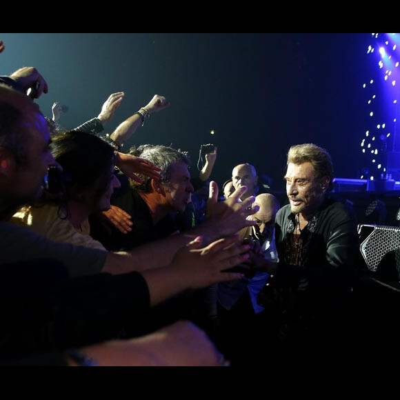 Photo Exclusive - Johnny Hallyday au palais Nikaia, premier concert de sa tournée "Rester Vivant" à Nice, le 2 octobre 2015.