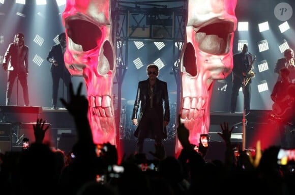 Photo Exclusive - Johnny Hallyday au palais Nikaia, premier concert de sa tournée "Rester Vivant" à Nice, le 2 octobre 2015.