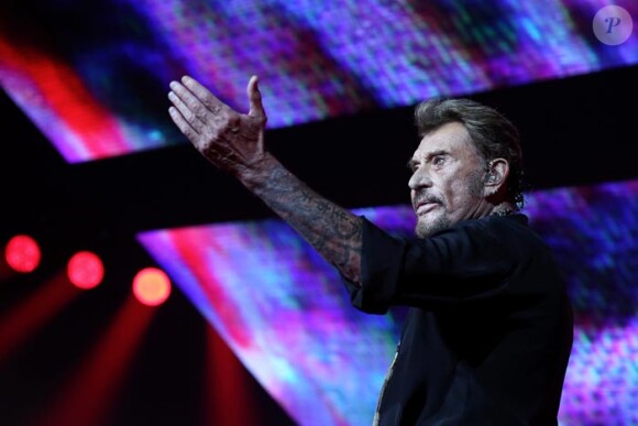Photo Exclusive - Johnny Hallyday au palais Nikaia, premier concert de sa tournée "Rester Vivant" à Nice, le 2 octobre 2015.