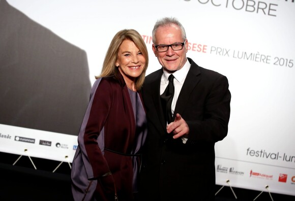 Nicole Calfan et Thierry Frémaux - Soirée d'ouverture de la 7e édition du Festival Lumière 2015 à la Halle Tony-Garnier à Lyon le 12 octobre 2015.