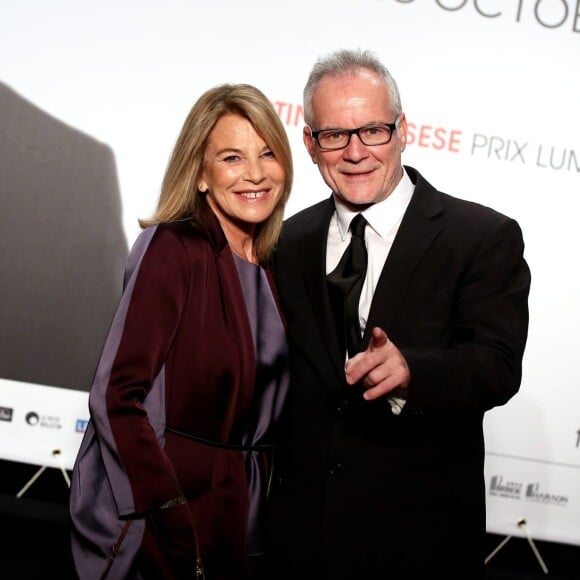 Nicole Calfan et Thierry Frémaux - Soirée d'ouverture de la 7e édition du Festival Lumière 2015 à la Halle Tony-Garnier à Lyon le 12 octobre 2015.