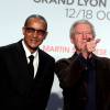 Abderrahmane Sissako et Régis Wargnier - Soirée d'ouverture de la 7e édition du Festival Lumière 2015 à la Halle Tony-Garnier à Lyon le 12 octobre 2015.