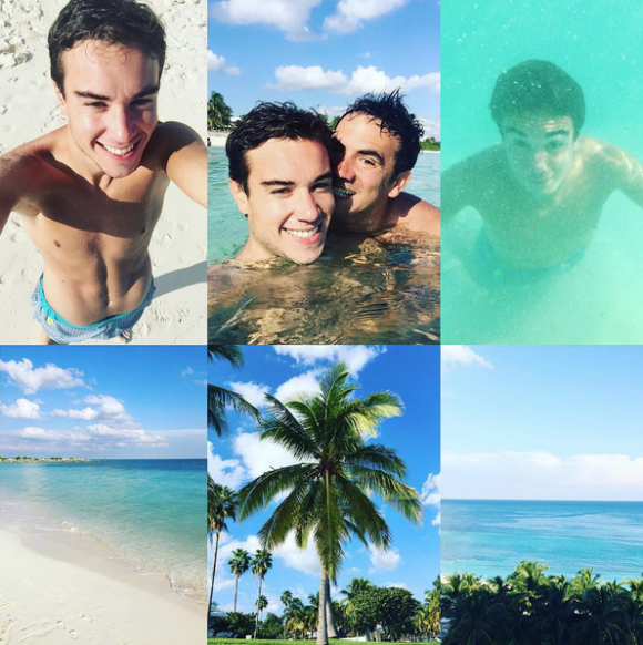 L'animateur Alex Goude et son chéri Romain Taillandier profitent de belles vacances aux Bahamas. Octobre 2015.