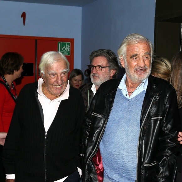 Charles Gérard, Daniel Auteuil, Jean-Paul Belmondo - Présentation du documentaire Belmondo par Belmondo au cinéma Pathé Bellecour lors de la 7e édition du Festival Lumiére de Lyon le 13 octobre 2015.