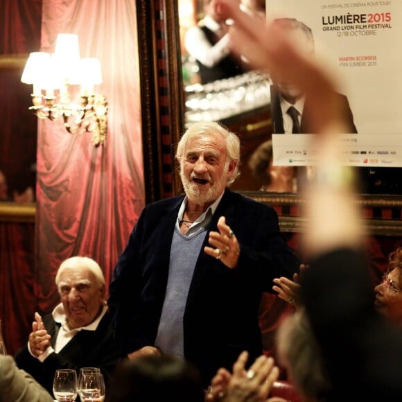 Charles Gérard, Jean-Paul Belmondo, Sophia Loren - Dîner en l'honneur de Sophia Loren au restaurant Le Passage lors de la 7e édition du Festival Lumiére de Lyon le 13 Octobre 2015.