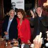 Laurent Gerra, Jean-Paul Belmondo, Sophia Loren, Régis Wargnier - Dîner en l'honneur de Sophia Loren au restaurant Le Passage lors de la 7éme édition du Festival Lumiére de Lyon le 13 Octobre 2015.