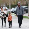 Scott Disick et Kourtney Kardashian et leurs enfants rentrent du Mexique, le 26 janvier 2014