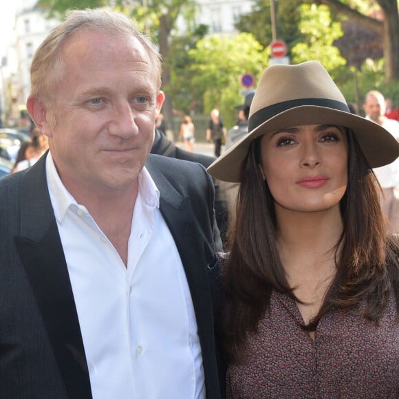 Salma Hayek et son mari François-Henri Pinault - Arrivée des people au défilé Saint Laurent Homme collection Printemps-Eté 2016 au Carreau du Temple lors de la Fashion Week à Paris, le 28 juin 2015.