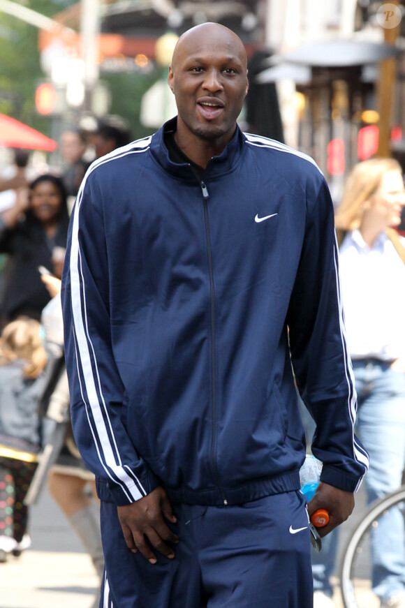 Lamar Odom dans ls rues du Meatpacking District de New York, le 21 avril 2012