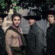 Exclusif - Olivier Dion (d'Artagnan) et Brahim Zaibat (Athos) - Tournage du clip "Les 3 Mousquetaires" à Senlis, puis sur les quais de Seine et au Val de Grâce à Paris. Les 5 et 6 mai 2015.