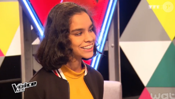 Jane (coachée par Patrick Fiori), dans la finale de The Voice Kids saison 2, le vendredi 23 octobre 2015, sur TF1.