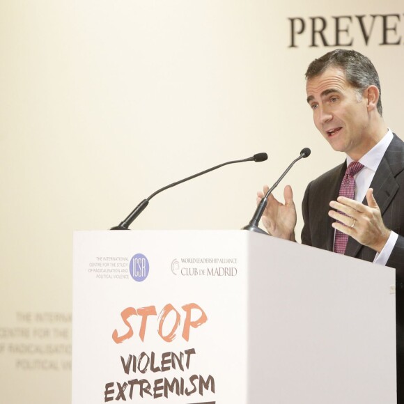 Le roi Felipe VI d'Espagne lors d'une conférence contre l'extrémisme à Madrid le 27 octobre 2015.