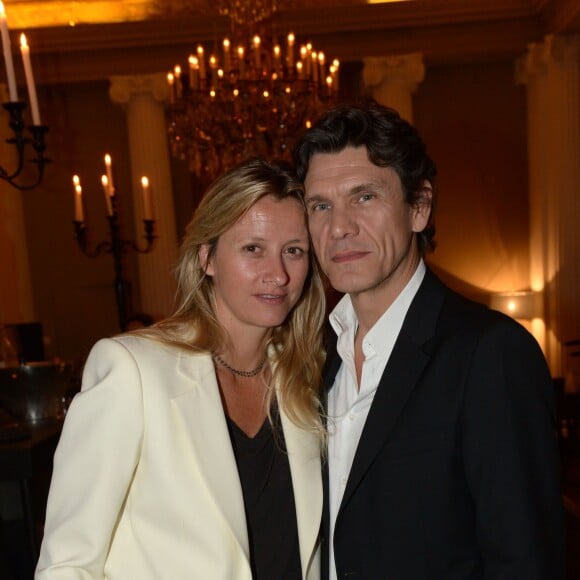 Exclusif - Marc Lavoine et son femme Sarah - Le Restaurant Apicius dans le 8ème arrondissement a été privâtisé pour célébrer l'ouverture de la boutique de joaillerie "Messika" au 259 rue Saint Honoré dans le 1er arrondissement à Paris le 12 juin 2014