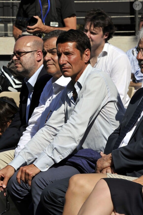 David Lisnard, le maire de Cannes, participe à une rencontre avec des élus et des militants du parti Les Républicains au jardin Albert 1er à Nice le 19 juillet 2015.